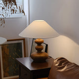 Modern Creative Gourd Table Lamp Ash Wood Nightstand Light for Bedroom and Living Room