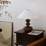 Modern Creative Gourd Table Lamp Ash Wood Nightstand Light for Bedroom and Living Room