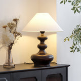 Modern Creative Gourd Table Lamp Ash Wood Nightstand Light for Bedroom and Living Room