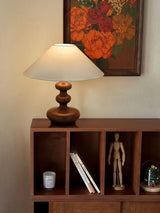 Modern Creative Gourd Table Lamp Ash Wood Nightstand Light for Bedroom and Living Room
