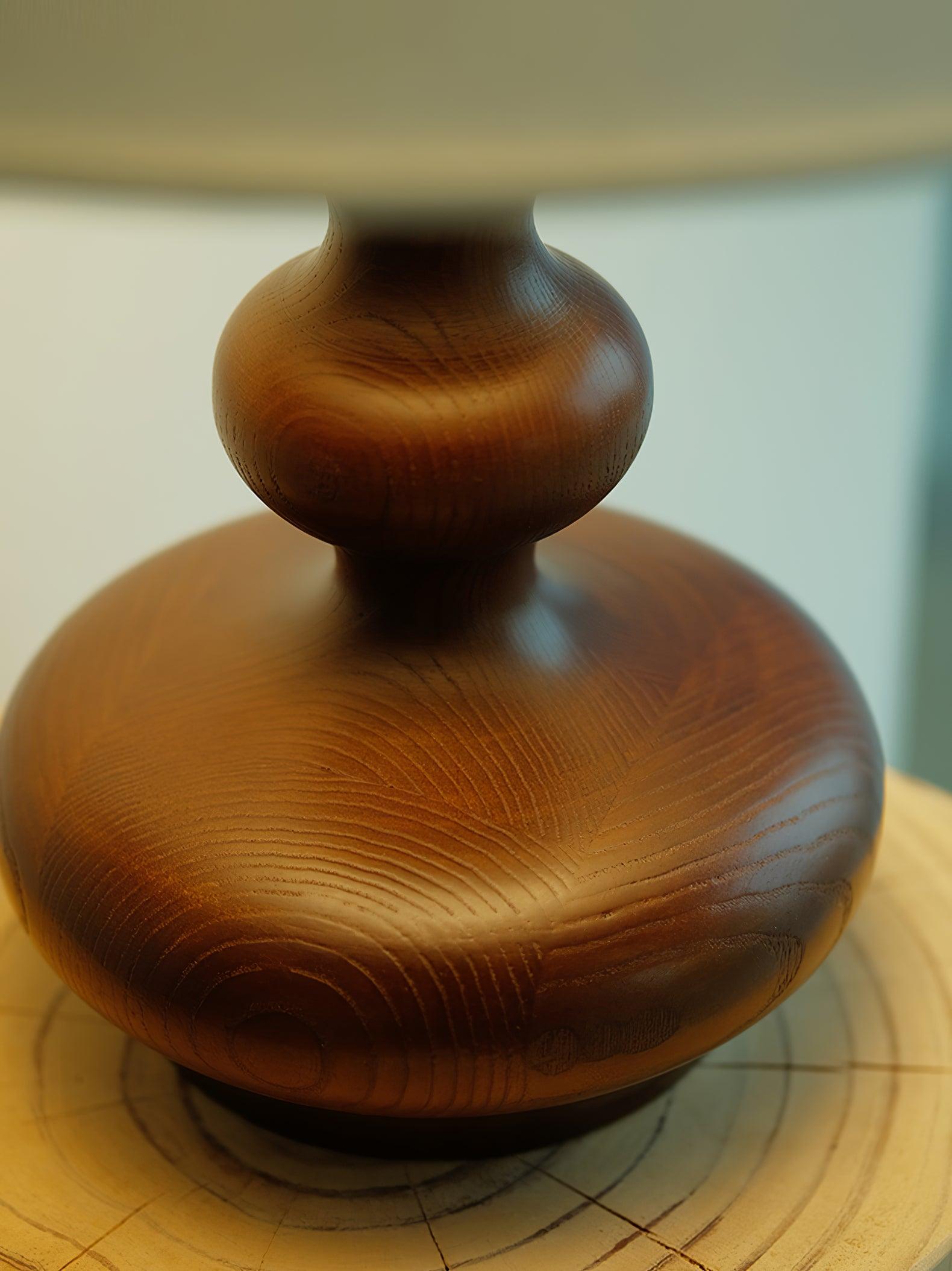Modern Creative Gourd Table Lamp Ash Wood Nightstand Light for Bedroom and Living Room