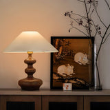 Modern Creative Gourd Table Lamp Ash Wood Nightstand Light for Bedroom and Living Room
