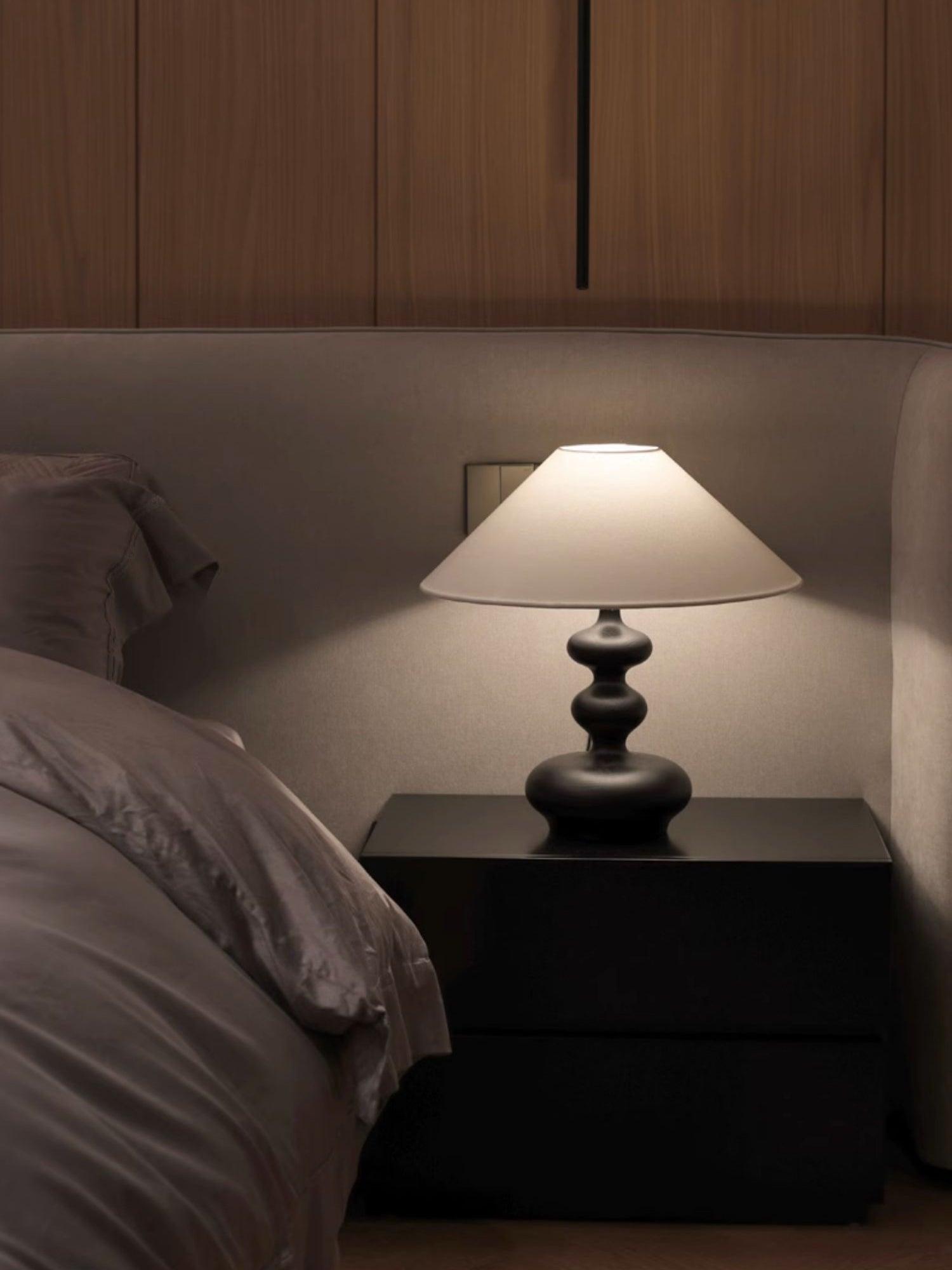 Modern Creative Gourd Table Lamp Ash Wood Nightstand Light for Bedroom and Living Room