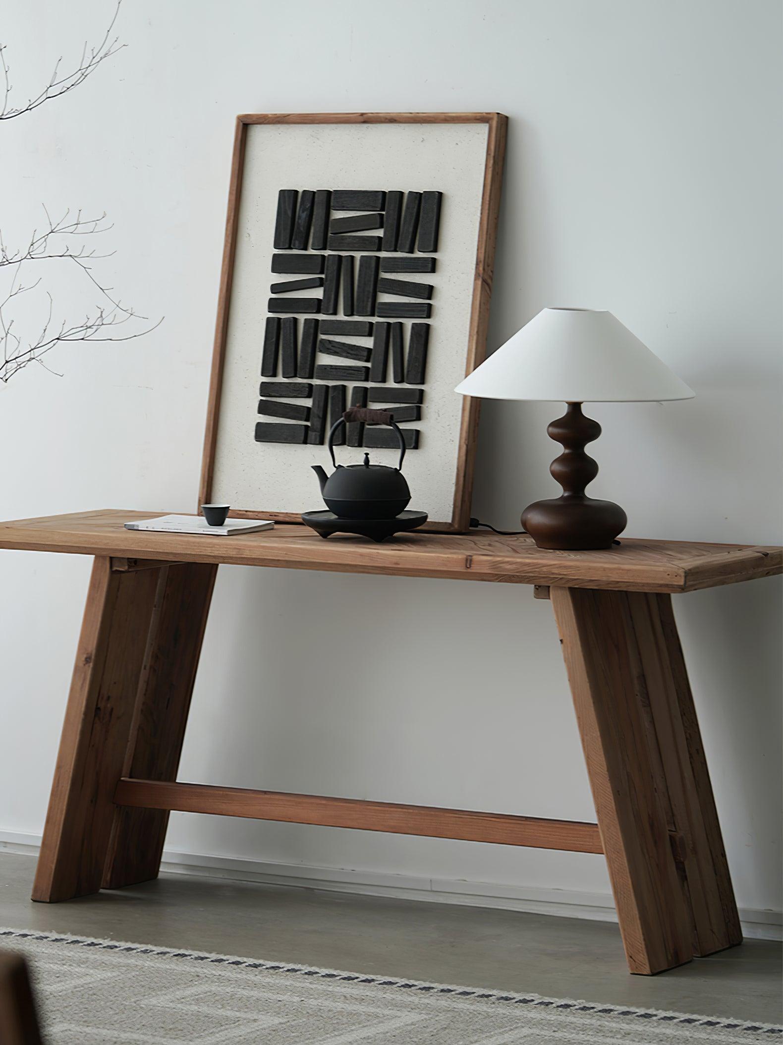 Modern Creative Gourd Table Lamp Ash Wood Nightstand Light for Bedroom and Living Room