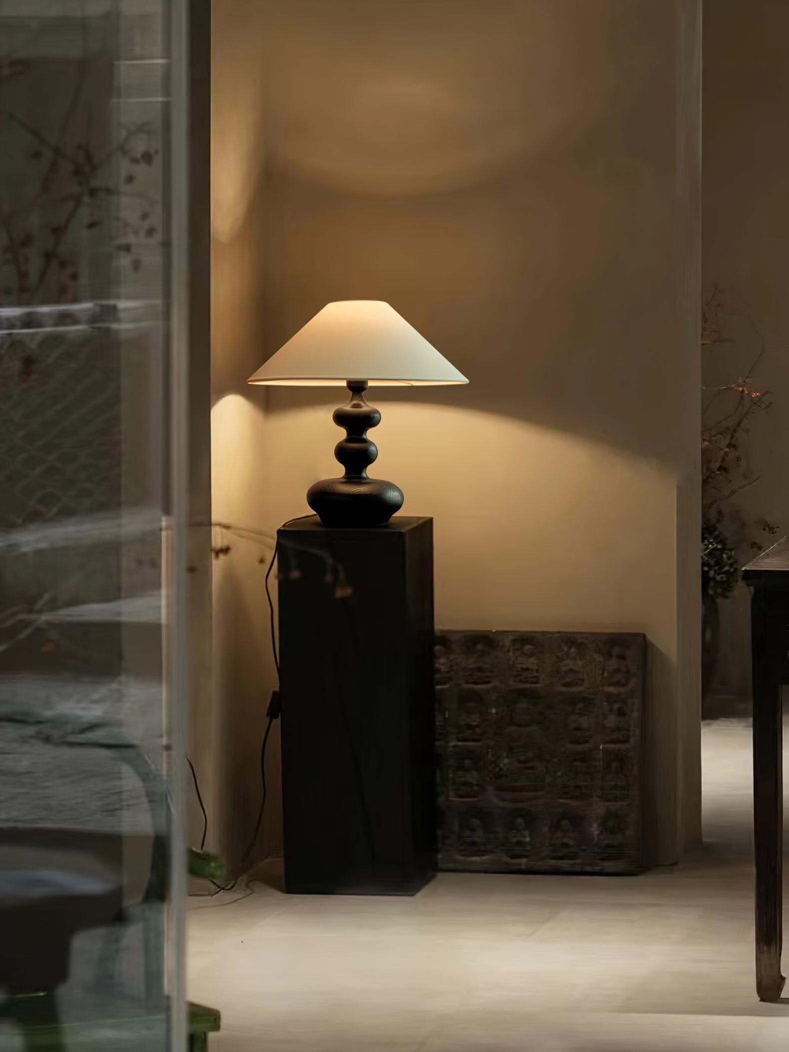 Modern Creative Gourd Table Lamp Ash Wood Nightstand Light for Bedroom and Living Room