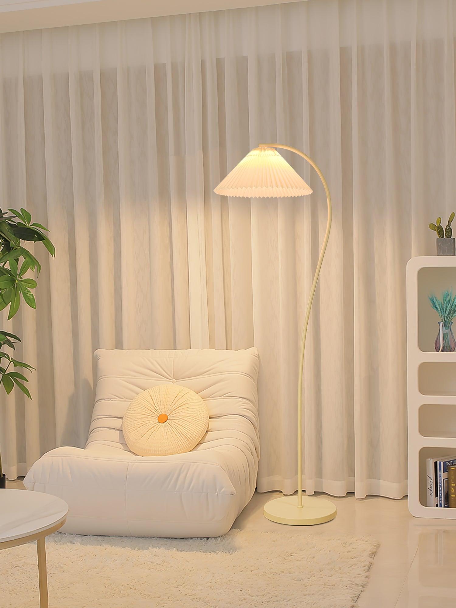 Mid Century Modern Pleated Shade Floor Lamp Retro Elegant Standing Light for Living Room