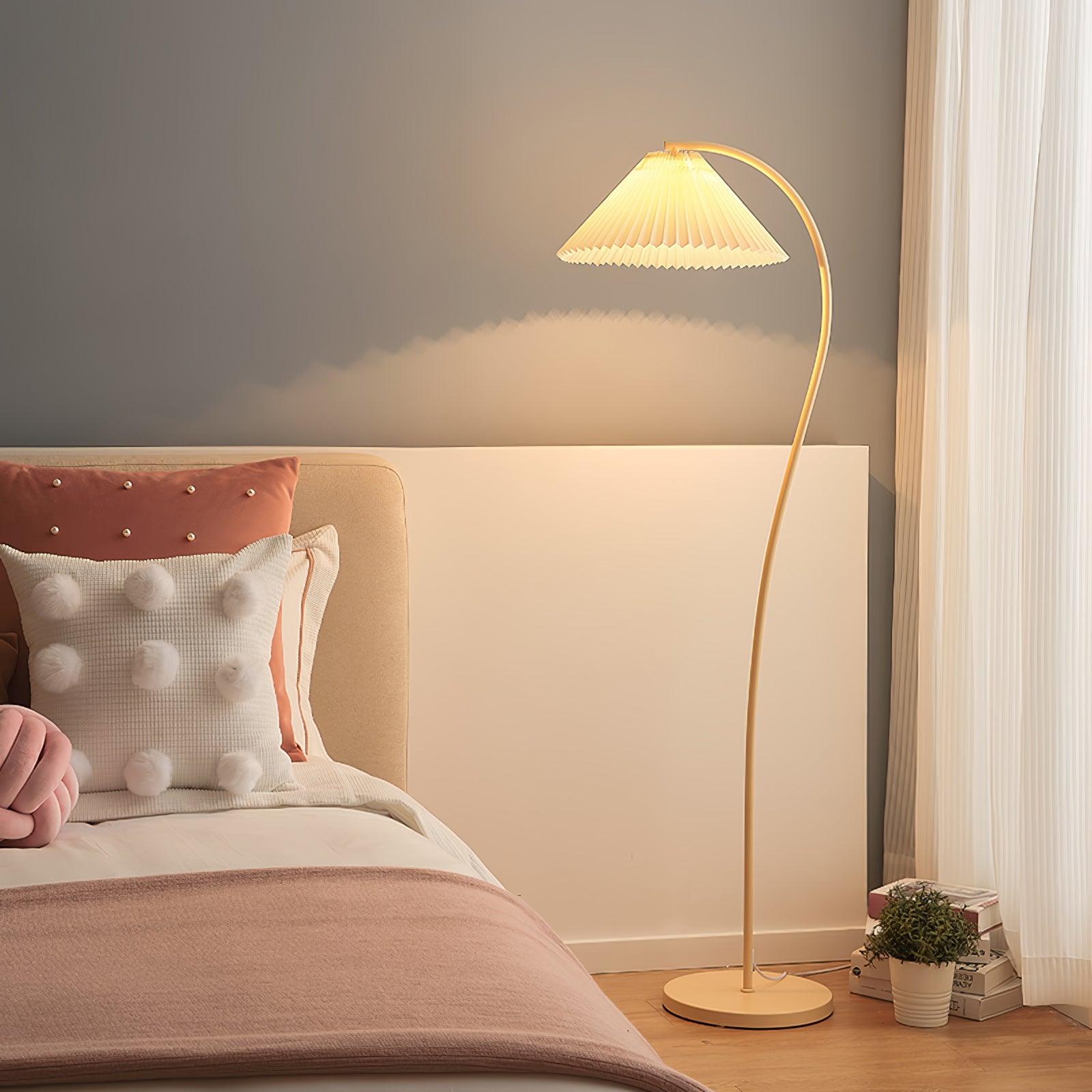 Mid Century Modern Pleated Shade Floor Lamp Retro Elegant Standing Light for Living Room