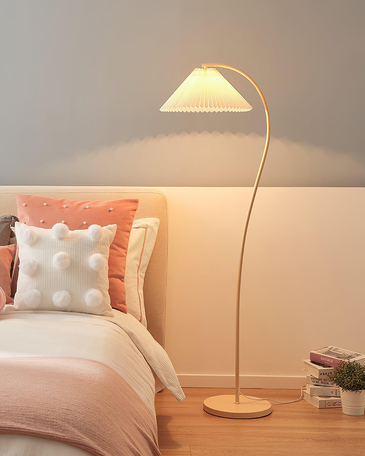 Mid Century Modern Pleated Shade Floor Lamp Retro Elegant Standing Light for Living Room