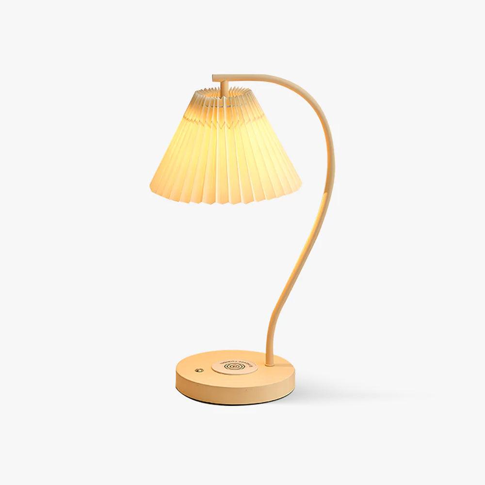Vintage Style Pleated Fabric Table Lamp Cream Metal Desk Light for Mid Century and Modern Home Decor