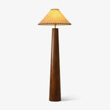 Modern Paper Column Standing Floor Lamp with Rubber Wood Base and Beige Shade