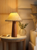 Modern Paper Column Standing Floor Lamp with Rubber Wood Base and Beige Shade