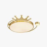 Crown Modern Brass Round LED Ceiling Light Minimalist Flush Mount Fixture