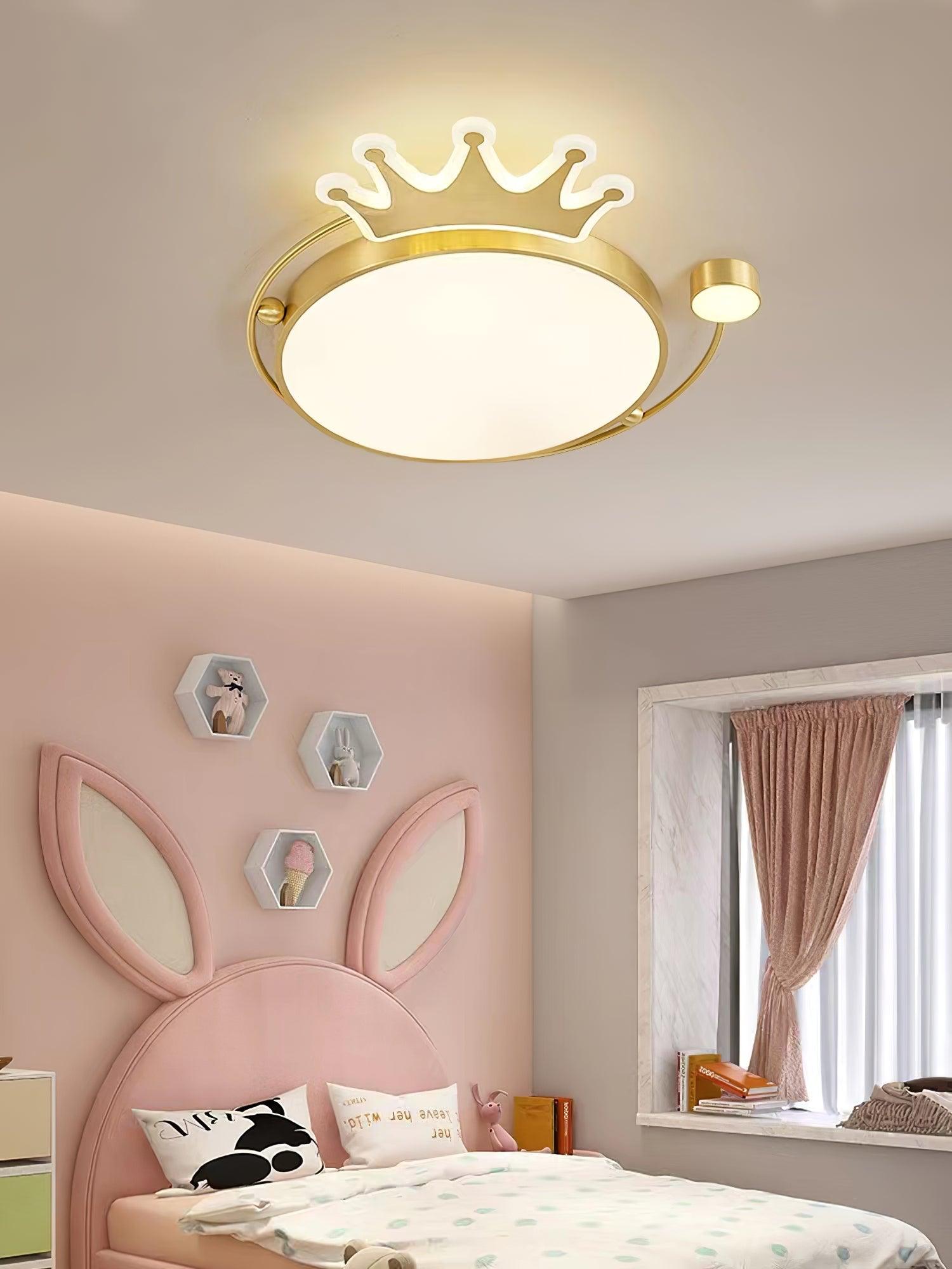 Crown Modern Brass Round LED Ceiling Light Minimalist Flush Mount Fixture