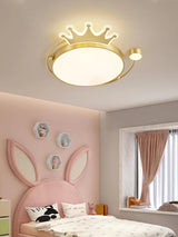 Crown Modern Brass Round LED Ceiling Light Minimalist Flush Mount Fixture