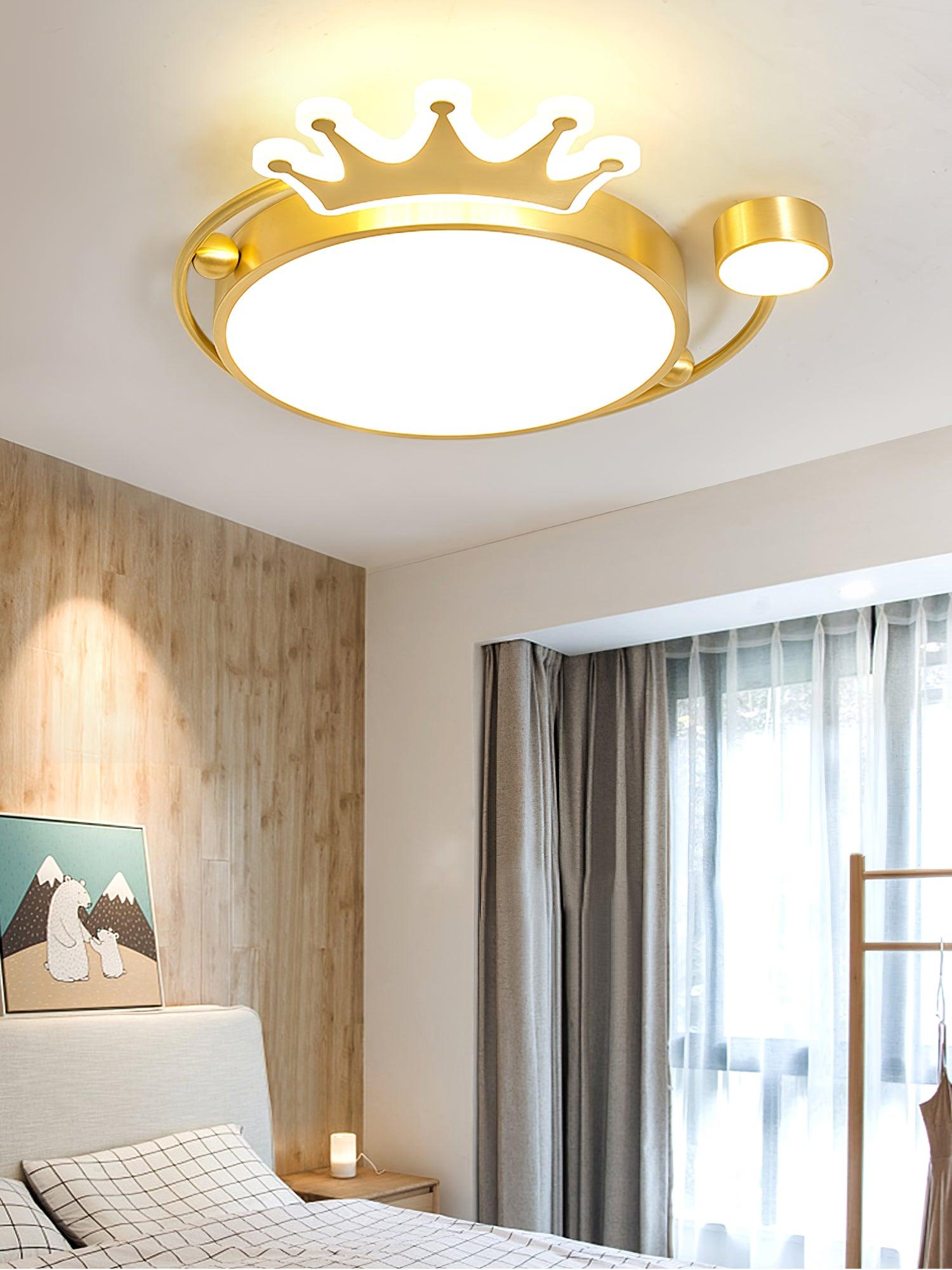 Crown Modern Brass Round LED Ceiling Light Minimalist Flush Mount Fixture