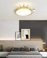 Crown Modern Brass Round LED Ceiling Light Minimalist Flush Mount Fixture