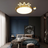 Crown Modern Brass Round LED Ceiling Light Minimalist Flush Mount Fixture