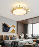 Crown Modern Brass Round LED Ceiling Light Minimalist Flush Mount Fixture