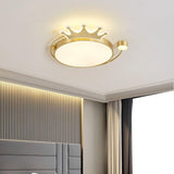 Crown Modern Brass Round LED Ceiling Light Minimalist Flush Mount Fixture