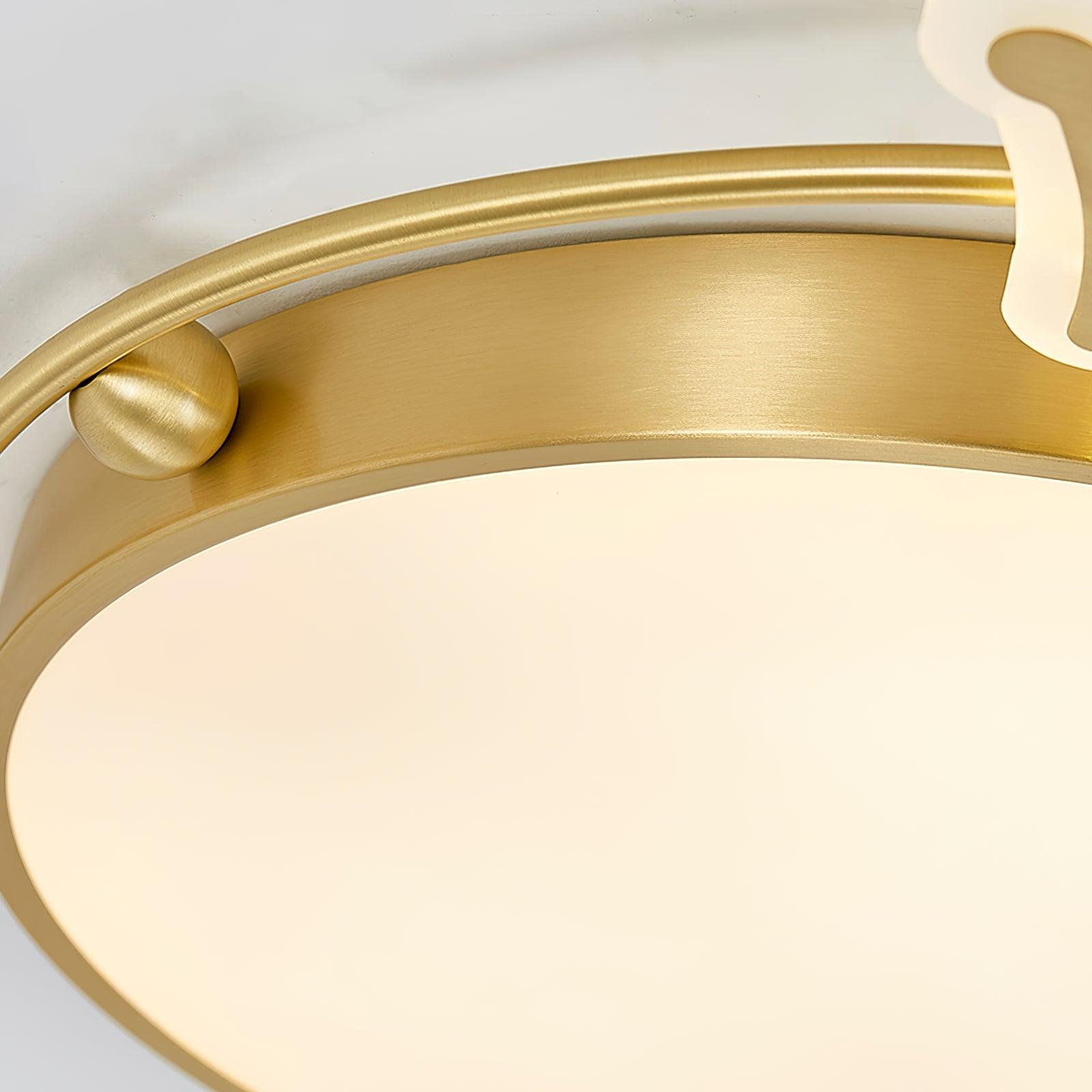 Crown Modern Brass Round LED Ceiling Light Minimalist Flush Mount Fixture
