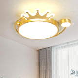 Crown Modern Brass Round LED Ceiling Light Minimalist Flush Mount Fixture