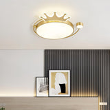 Crown Modern Brass Round LED Ceiling Light Minimalist Flush Mount Fixture