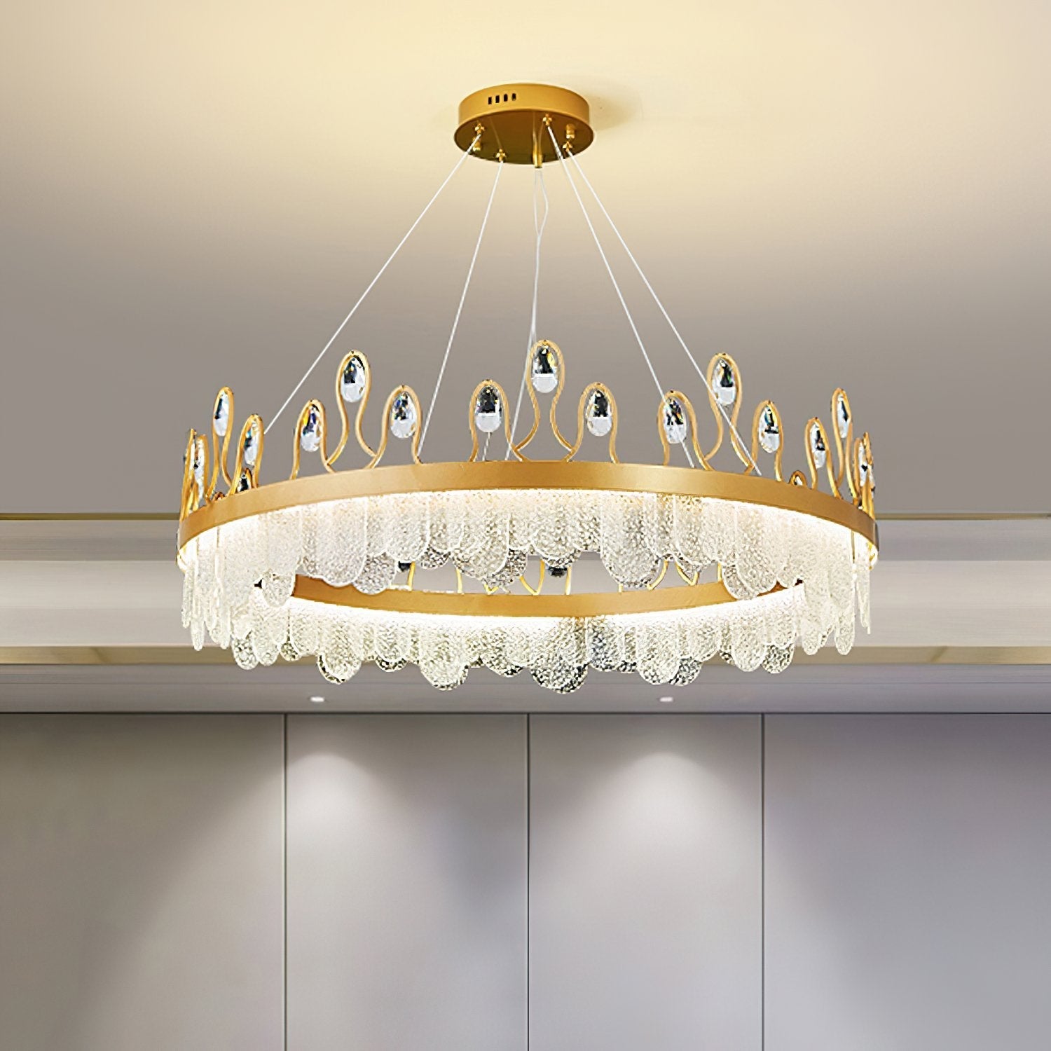 luxury-crown-design-glass-crystal-pendant-light-gold-finish-integrated-led-chandelier