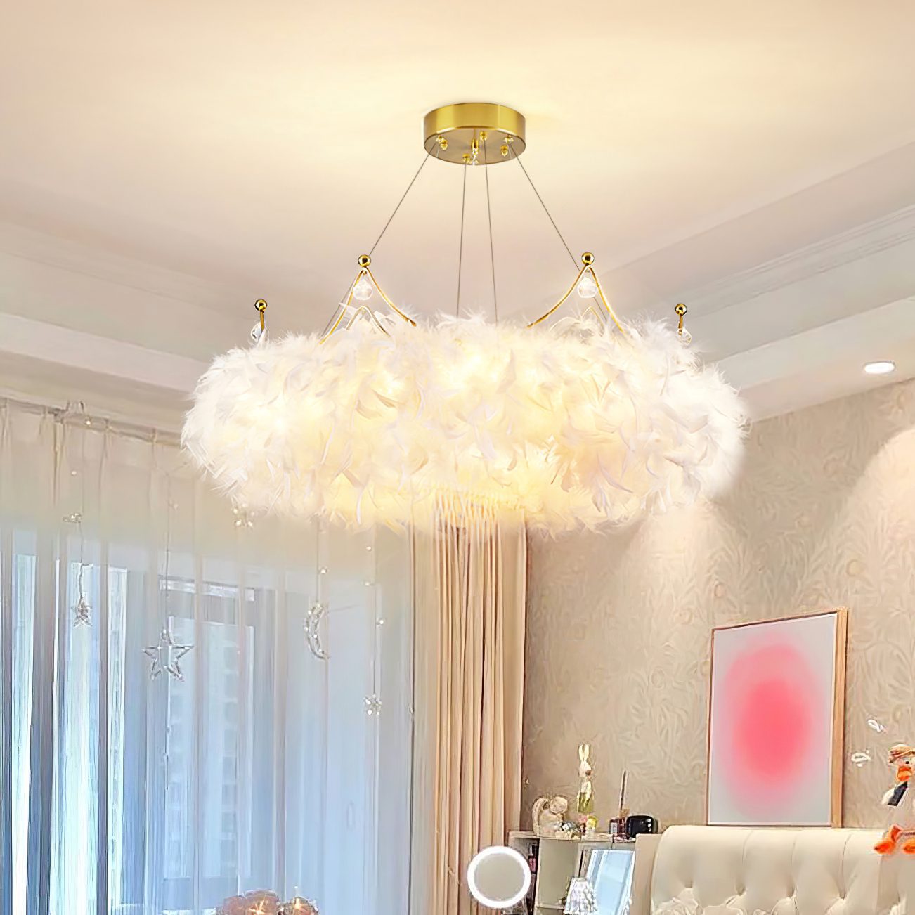 modern-crown-feather-pendant-light-with-adjustable-led-and-white-feathers-for-bedroom