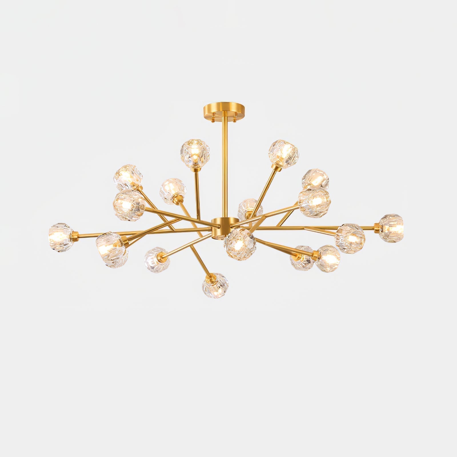 Modern Crystal Sphere Cluster Chandelier Round Brass Pendant Light for Dining Room