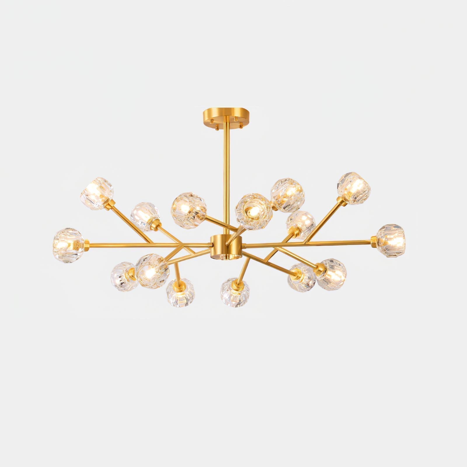 Modern Crystal Sphere Cluster Chandelier Round Brass Pendant Light for Dining Room
