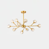 Modern Crystal Sphere Cluster Chandelier Round Brass Pendant Light for Dining Room