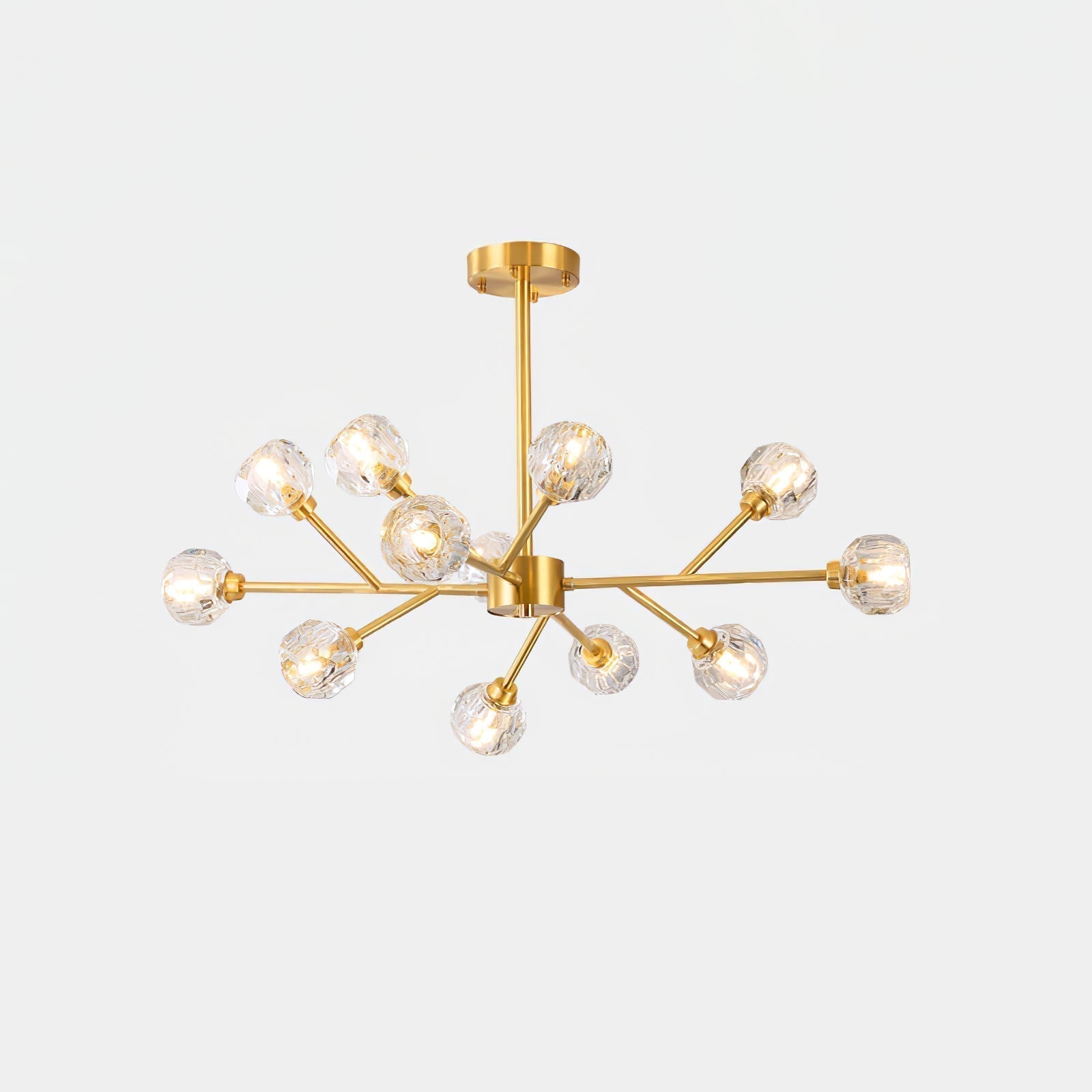 Modern Crystal Sphere Cluster Chandelier Round Brass Pendant Light for Dining Room