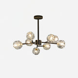 Modern Crystal Sphere Cluster Chandelier Round Brass Pendant Light for Dining Room