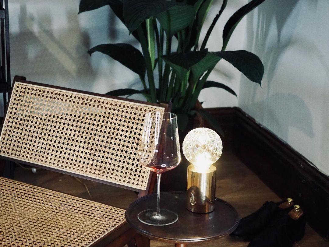Clear Crystal Glass Sphere Table Lamp with Brass Base and G9 LED Bulb for Bedroom