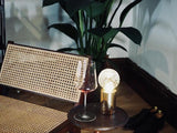 Clear Crystal Glass Sphere Table Lamp with Brass Base and G9 LED Bulb for Bedroom