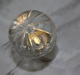 Clear Crystal Glass Sphere Table Lamp with Brass Base and G9 LED Bulb for Bedroom