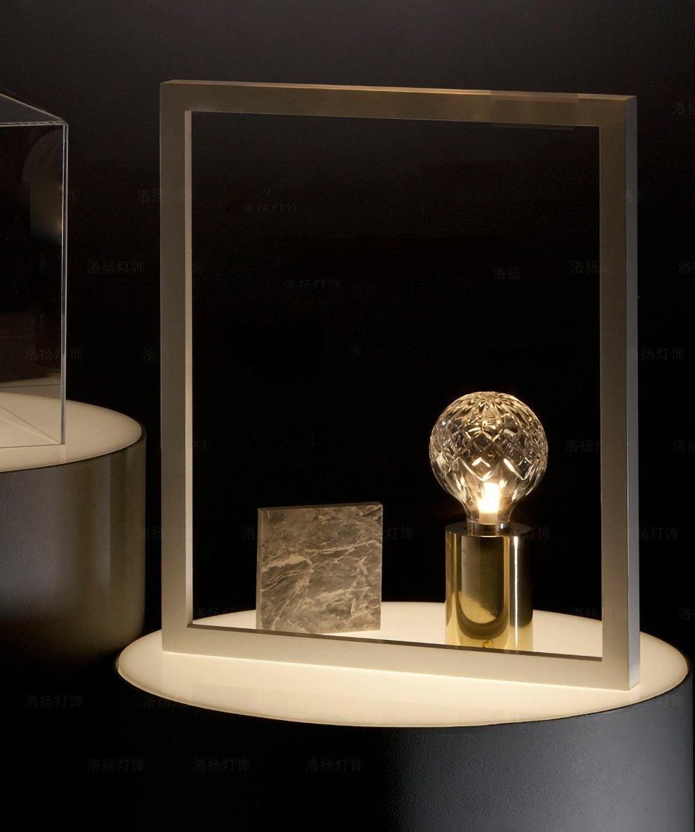 Clear Crystal Glass Sphere Table Lamp with Brass Base and G9 LED Bulb for Bedroom