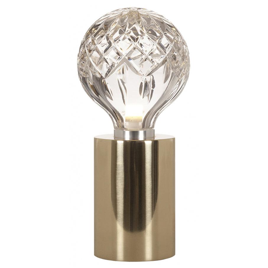 Clear Crystal Glass Sphere Table Lamp with Brass Base and G9 LED Bulb for Bedroom