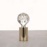 Clear Crystal Glass Sphere Table Lamp with Brass Base and G9 LED Bulb for Bedroom
