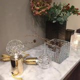 Clear Crystal Glass Sphere Table Lamp with Brass Base and G9 LED Bulb for Bedroom