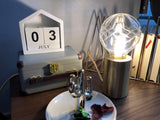Clear Crystal Glass Sphere Table Lamp with Brass Base and G9 LED Bulb for Bedroom
