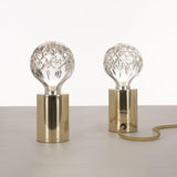 Clear Crystal Glass Sphere Table Lamp with Brass Base and G9 LED Bulb for Bedroom