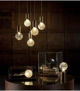 Clear Crystal Glass Sphere Table Lamp with Brass Base and G9 LED Bulb for Bedroom