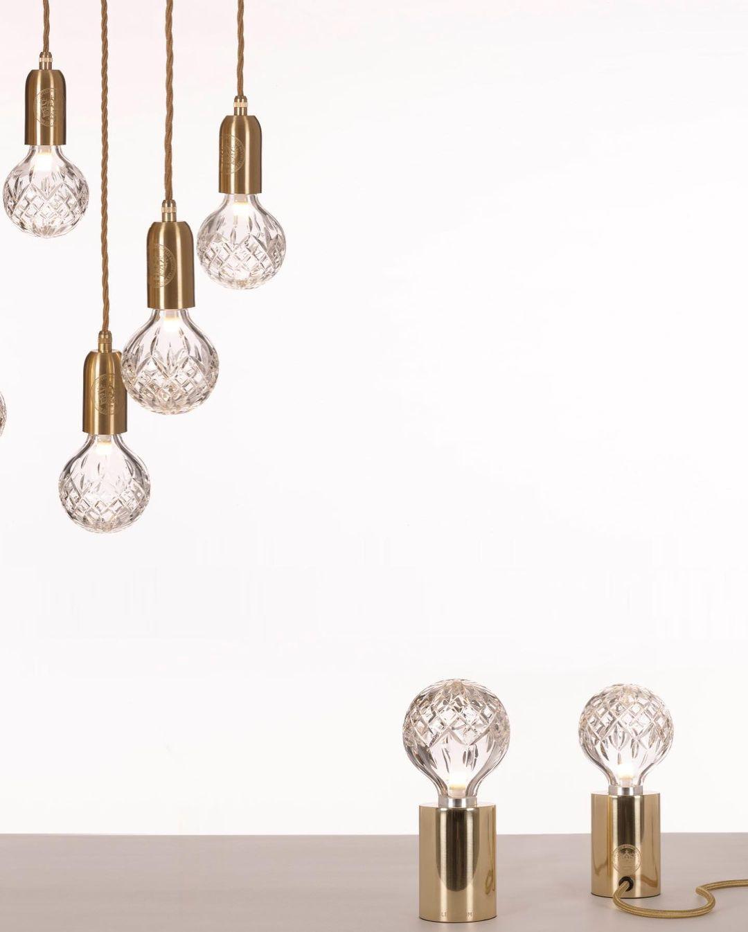 Clear Crystal Glass Sphere Table Lamp with Brass Base and G9 LED Bulb for Bedroom