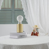 Clear Crystal Glass Sphere Table Lamp with Brass Base and G9 LED Bulb for Bedroom