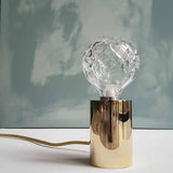 Clear Crystal Glass Sphere Table Lamp with Brass Base and G9 LED Bulb for Bedroom