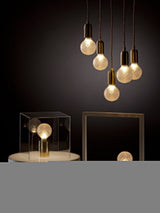 Clear Crystal Glass Sphere Table Lamp with Brass Base and G9 LED Bulb for Bedroom