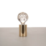 Clear Crystal Glass Sphere Table Lamp with Brass Base and G9 LED Bulb for Bedroom