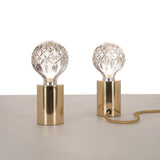Clear Crystal Glass Sphere Table Lamp with Brass Base and G9 LED Bulb for Bedroom