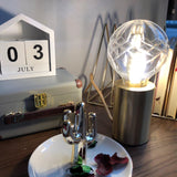 Clear Crystal Glass Sphere Table Lamp with Brass Base and G9 LED Bulb for Bedroom